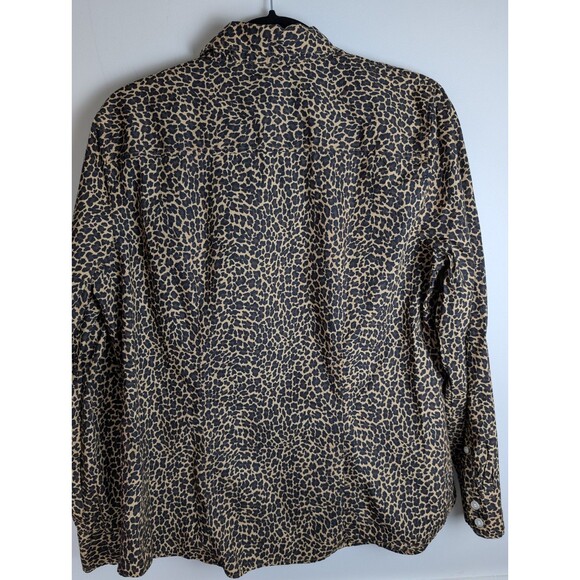 J Crew Blouse Women's XL Cheetah Animal Print Button Up Long Sleeve Collared - Picture 5 of 11